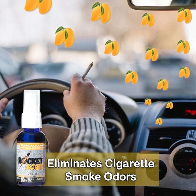 Rocket Scent - Oil Air Fresheners + Odor & Smoke Eliminator + Home, Car, Office, Bathroom Deodorizer + New Car, Mango, Fresh Linen, Powder Scent + Assorted 4 Pack