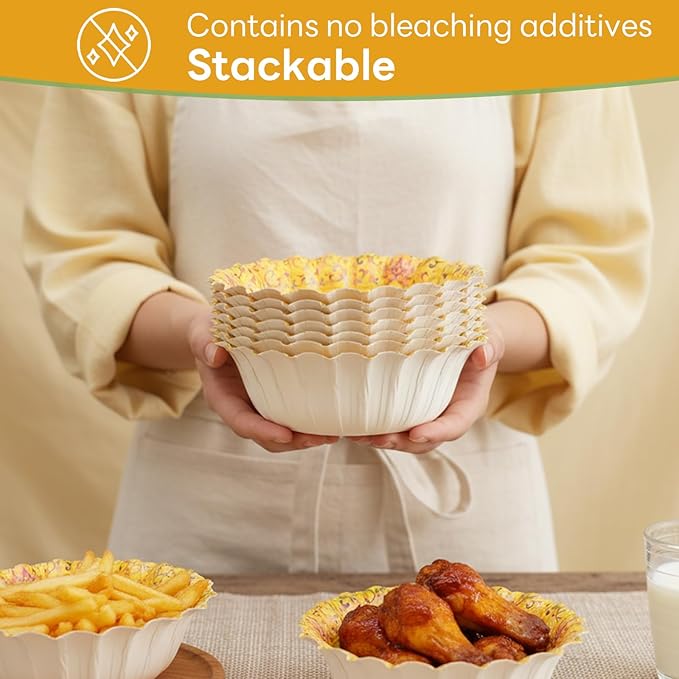 30 Pcs Small Paper Bowls, 8oz Floral Disposable Soup Bowl, Heavy Duty Printed Disposable Bowls For Snack,Dessert,Ice Cream,Salad, Party & Everyday Use(Yellow Flower)