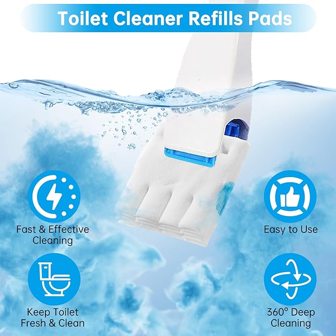 24 Pack Flushable Refills Compatible with Scrubbing Bubbles Toilet Bowl Brush, Disposable Cleaner Refills Pads for Scrubbing Bubbles Toilet Wand, Toilet Brush Refill Accessories (Only Pads)