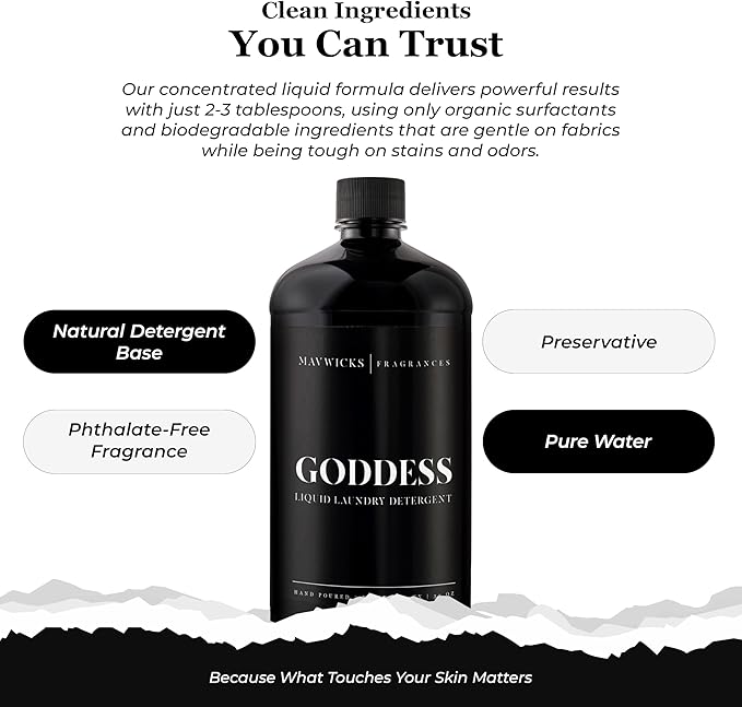 Mavwicks - Laundry Liquid Detergent (Goddess) - 32 Oz Laundry Perfume Bottle for Men & Women, Stain & Odor Remover, Deep Clean, Long-Lasting Fragrance and Freshness for All Fabrics