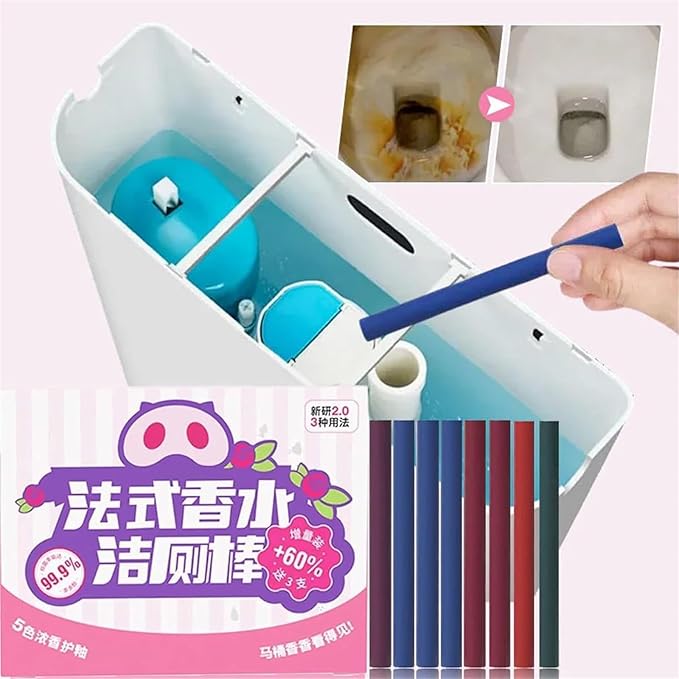 Multi-Functional Concentrated Toilet Cleaning Sticks, Toilet Tank Cleaner Cleaning Perfume Stick, Toilet Bowl Cleaners Drop in Tank, Bowl Freshener for Bathroom, Long-Lasting Freshness (1, 2 Box)