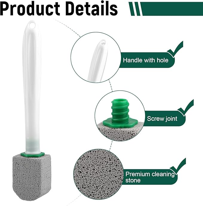 Pumice Stone Toilet Bowl Cleaner,Bathroom Cleaner Brush Toilet Wand Refills with 1Handles For Remove Hard Water Stains with 1 Wand+ 5 Pack Pumice Stones