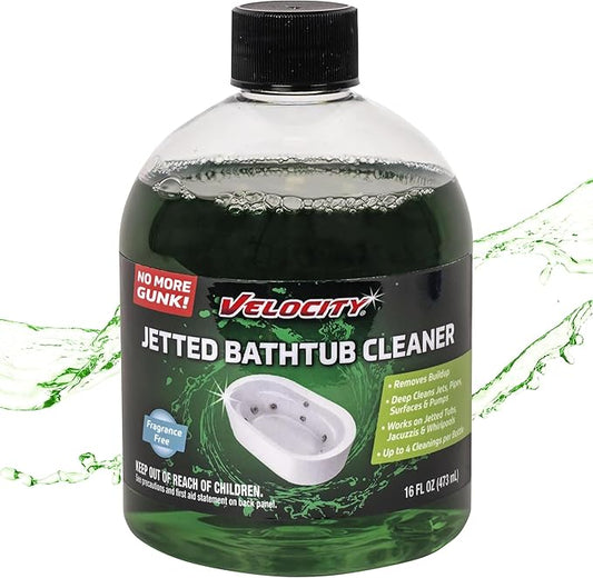 Velocity Jetted Bathtub Cleaner – Complete Jetted Tub, Jacuzzi & Whirlpool Cleaner Effectively Removes Soap Scum, Grime, and Biofilms from Jets, Pipes, & Tubes