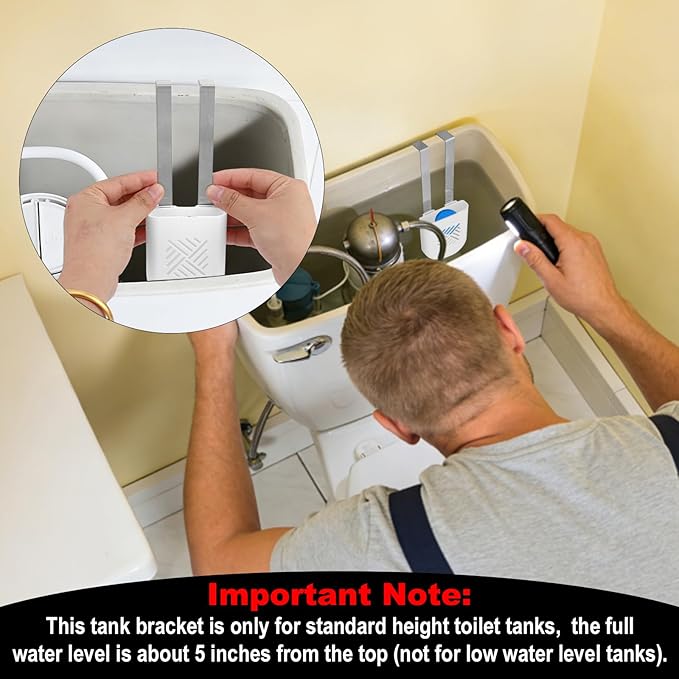 1pcs Toilet Tank Holder, White Hanging Caddy Bracket with Double Hook & Multi-Hole Design Fits Most Standard Toilet Bowl Tanks Easy Installation Supplies Accessories