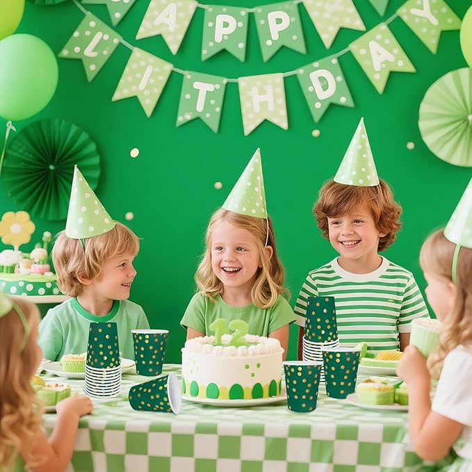 Dark Green and Gold Paper Cups,9 oz Dark Green and Gold Disposable Cups,Paper Cups for Birthday Wedding Party Supplies(50 Pcs)