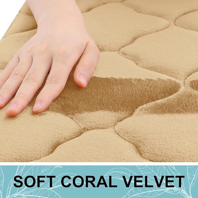 OLANLY Memory Foam Bath Mat Rug 36x24, Ultra Soft and Absorbent Bathroom Rugs, Non-Slip, Comfortable, Machine Washable Bath Carpet for Bathroom Floor, Tub, Shower and Home Decor Accessories, Beige