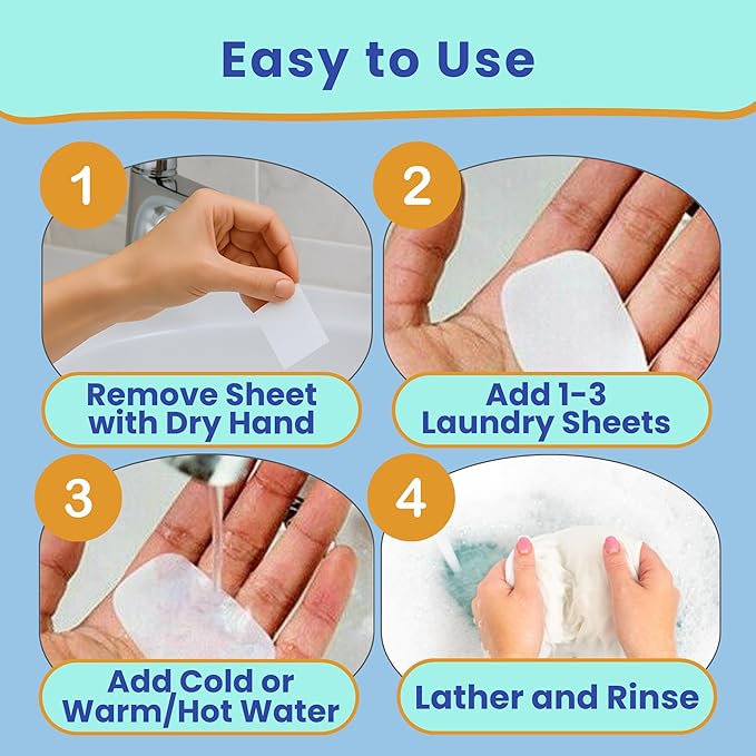 Travel Laundry Detergent Sheets Kit – Laundry Detergent Sheets 50-Count + Lightweight Travel Clothesline & Universal Sink Stopper with Canvas Bag and Frosted Zip Pouch for Hotels, Cruises & Trips