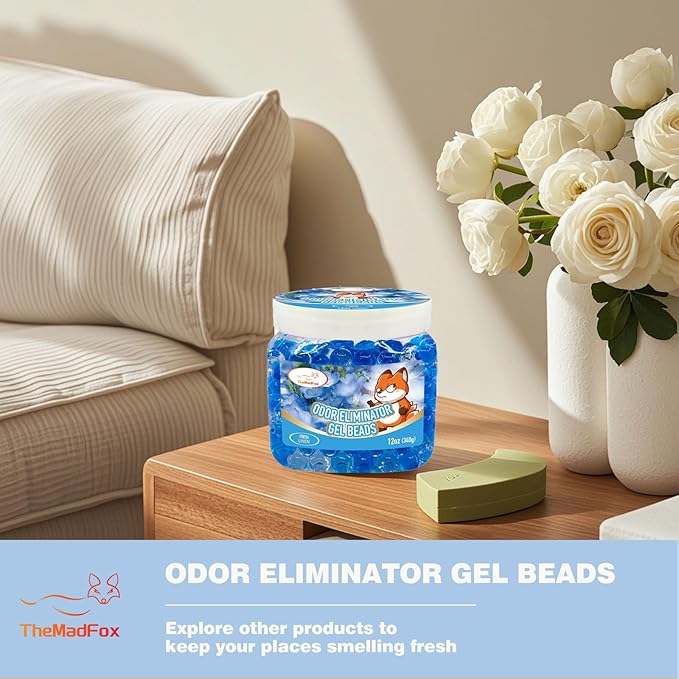 2 Pack Odor Eliminator Gel Beads, 12 oz, Air Freshener Beads for Home & Car, Pet Odor Eliminator for Bathroom, Closet, Pet Area & RVs, Long-Lasting Natural Fresh Linen