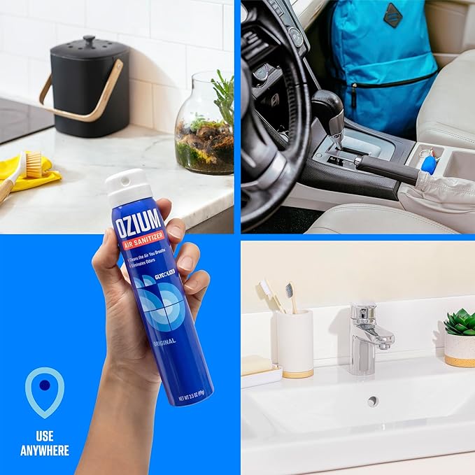 Ozium 3.5 Oz. Air Sanitizer & Odor Eliminator for Homes, Cars, Offices and More, Outdoor Essence Scent, 2 Pack