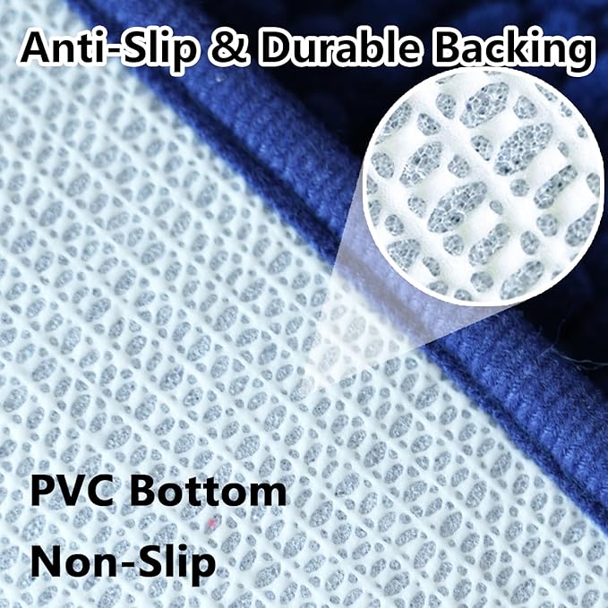 BOANKODU Bathroom Rugs Sets 2 Piece, Extra Soft Chenille Bath Mat Absorbent Bathroom Rug, Bathroom Mat with PVC Non-Slip Bottom, Machine Washable Bath Rugs (32x20 Inch + 24x16 Inch, Navy Blue)
