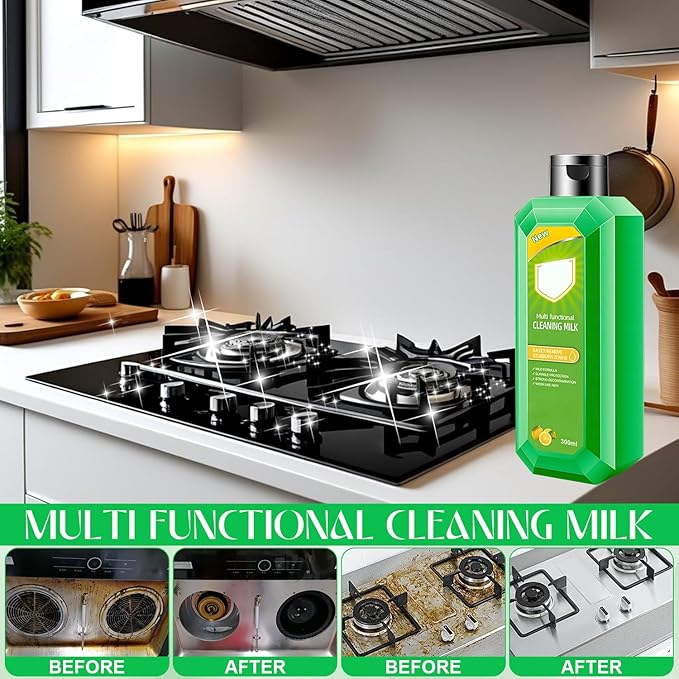 Cleaning Milk House Cleaner,Powerful Multifunctional Concentrated Cleansing Lotion,Effective Cleaning Milk for Household Kitchen to Heavy Oil Stains,Multi-purpose Oils Stain Cleaner（300ml/10.6oz）