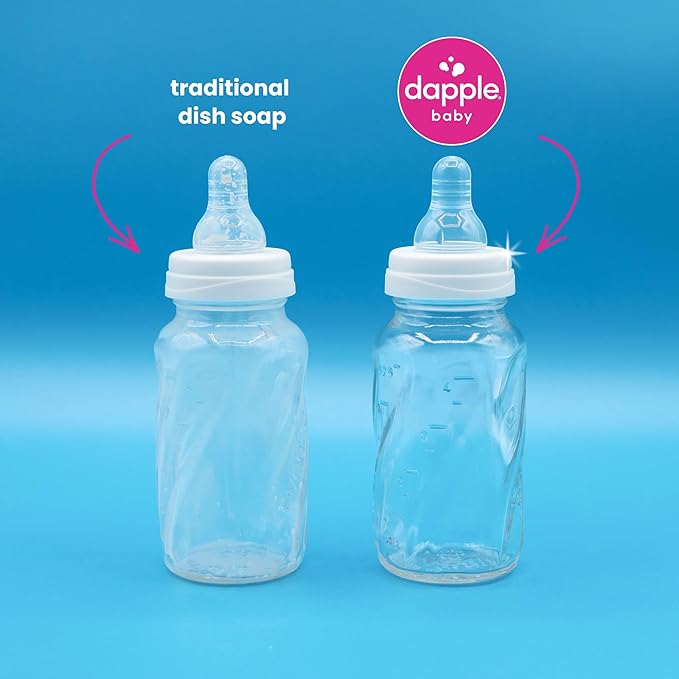 Dapple Baby Fragrance Free Bottle & Dish Soap - (3 Pack) 16.9 fl oz - Cleans Baby Bottles, Sippy Cups, Pacifiers, Breast Pumps, & More - Gently Removes Milk Film & Odors - Includes 1 Pump