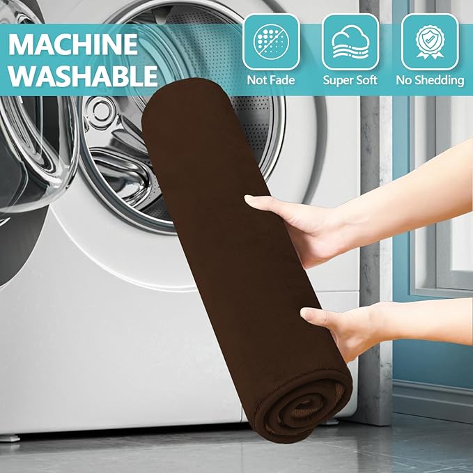 RUN HELIX Bathroom Rugs Sets 3 Piece, Soft Absorbent Memory Foam Bath Mats Set, Dry Fast Bath Mat, Machine Washable Bath Rug Set for Bathroom （Chocolate）