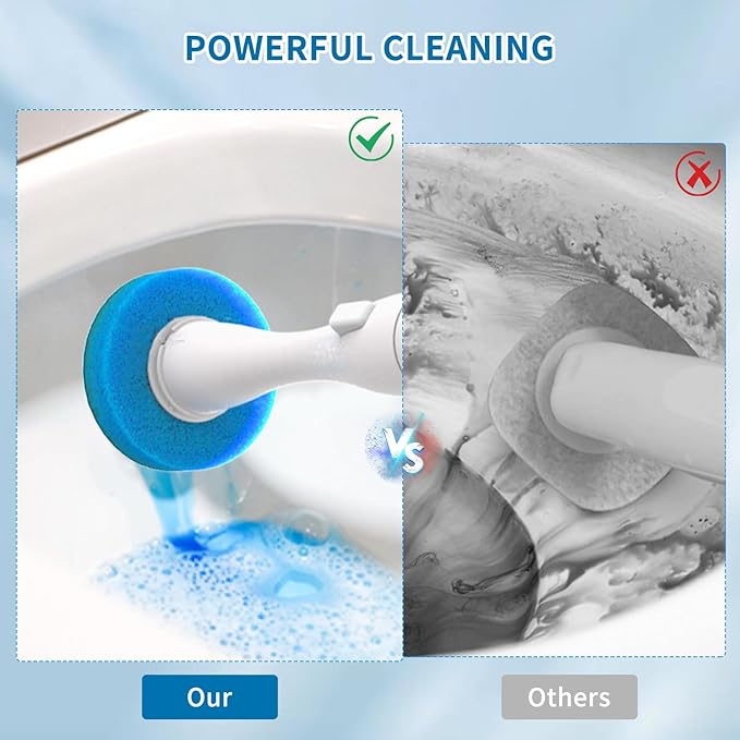 40 Count Toilet Wand Refills, 3 Layer Sponge Brush with Cleaner, Disposable Toilet Bowl Cleaner Wand for Bathroom Cleaning