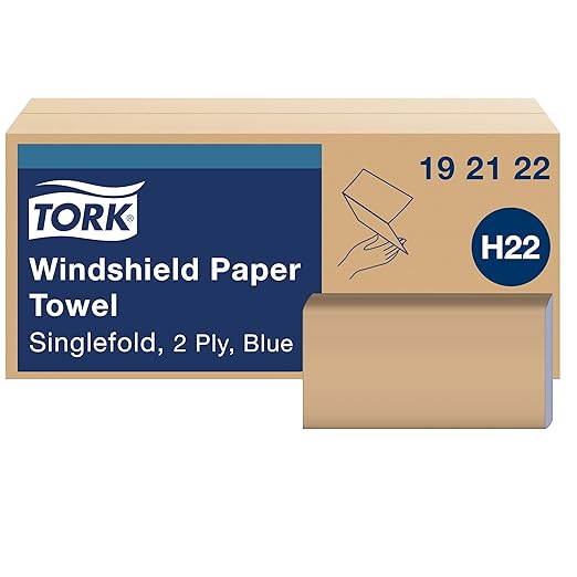 Tork Folded Windshield Paper Towel Blue H22, Extra Absorbent, 16 x 140 Towels, 192122