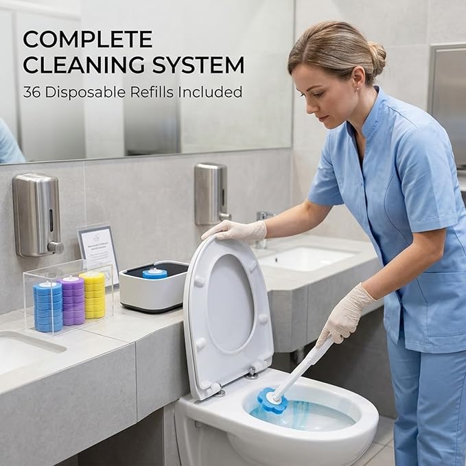36PCS 2.28inch Disposable Toilet Bowl Cleaner Wand Refills, Toilet Wand, Hygienic Cleaning System for Modern Bathrooms, Easy to Use and Dispose