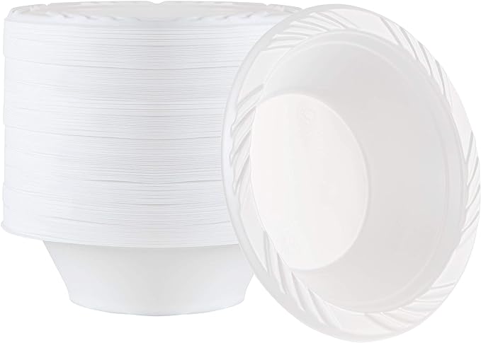 100 Count Disposable 12 ounce White Plastic Soup Bowls