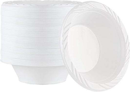 100 Count Disposable 12 ounce White Plastic Soup Bowls