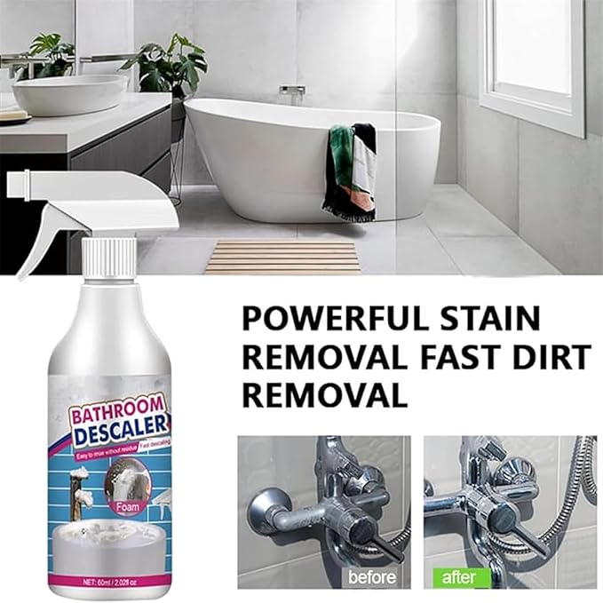 Bathroom Descaler Foam Cleaner, Stubborn Stains Cleaner Descaler Spray, for Bathtub, Toilet, Glass, Faucet, Sink, Powerful Stain & Limescale Remover, Fresh Scent (3PCS)