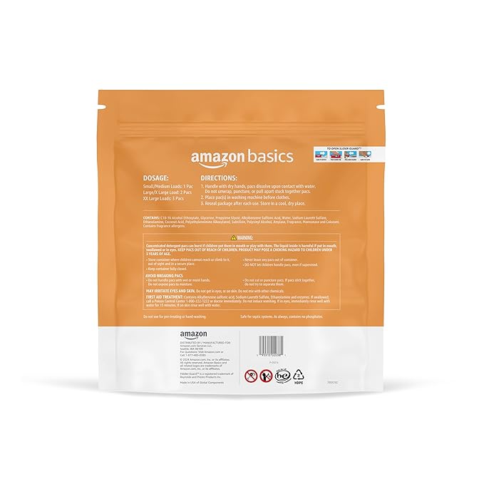 Amazon Basics Laundry Detergent Pacs, Fresh Scent, HE Compatible, Dissolves in Cold Water, 120 Count