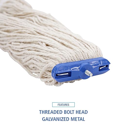 Boardwalk BWK824C Mop Head, Lie-Flat Head, Cotton Fiber, 24oz, White (Case of 12)