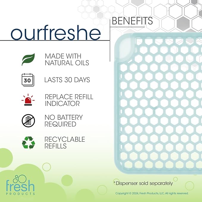 Fresh Products ourfreshe Plug In Air Freshener 30 Day Refills Replace Messy Aerosols with Dry Fragrance For Use in Medium Sized Spaces Spa Minerals 6 Pack