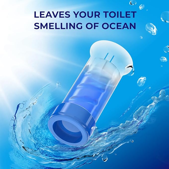Toilet Gel Stamp, 5 Pack (Total 40 Stamps, Up to 1-Year Supply) Toilet Bowl Freshener, Long Lasting Toilet Cleaners Gel for Bathroom Odor Control (Ocean)