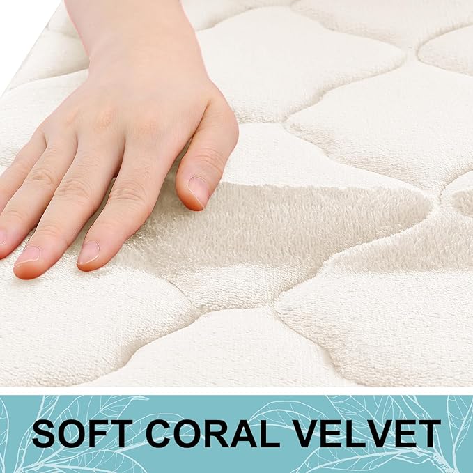 OLANLY Memory Foam Bath Mat Rug 47x32, Ultra Soft and Absorbent Bathroom Rugs, Non-Slip, Comfortable, Machine Washable Bath Carpet for Bathroom Floor, Tub, Shower and Home Decor Accessories, Ivory