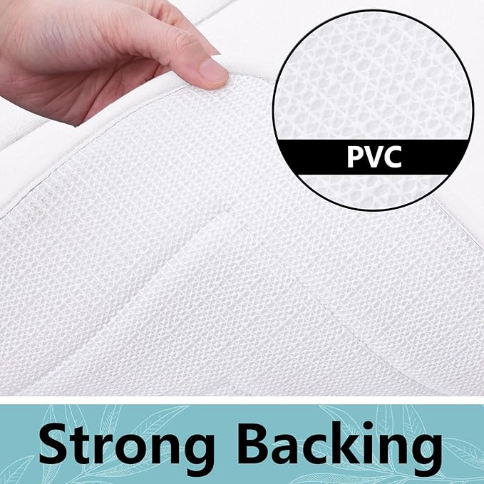 Arotive Memory Foam Bathroom Rug Mat 47x17, Ultra Soft and Absorbent Bath Mat, Machine Wash Dry, Comfortable Bath Rug Carpet for Bathroom Floor, Tub and Shower, White