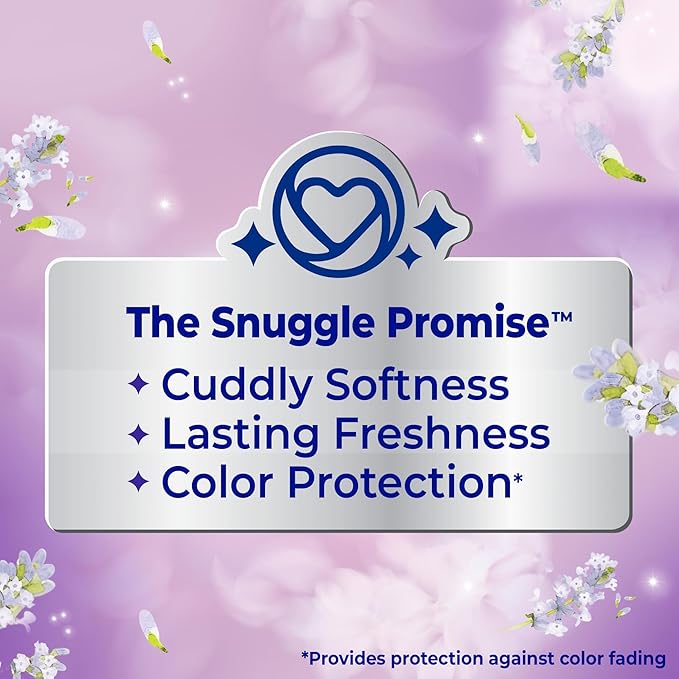 Snuggle Fabric Softener Liquid, Ultra Concentrated, 80 Oz, 188 Medium Loads, Lavender Breeze Fabric Conditioner, Long-Lasting Scent, Softens, Reduces Static & Wrinkles, Helps Protect Color