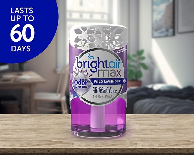 Bright Air Max 4 oz. Odor Eliminator Air Freshener, for Medium-Size Spaces, Wild Lavender Scent, Case of 6, Lasts up to 60 Days Each