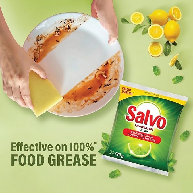 Dishwashing Powder Lemon Fresh, Powerful Grease Cleaning Formula, Kitchen Cleaning Detergent, 720g