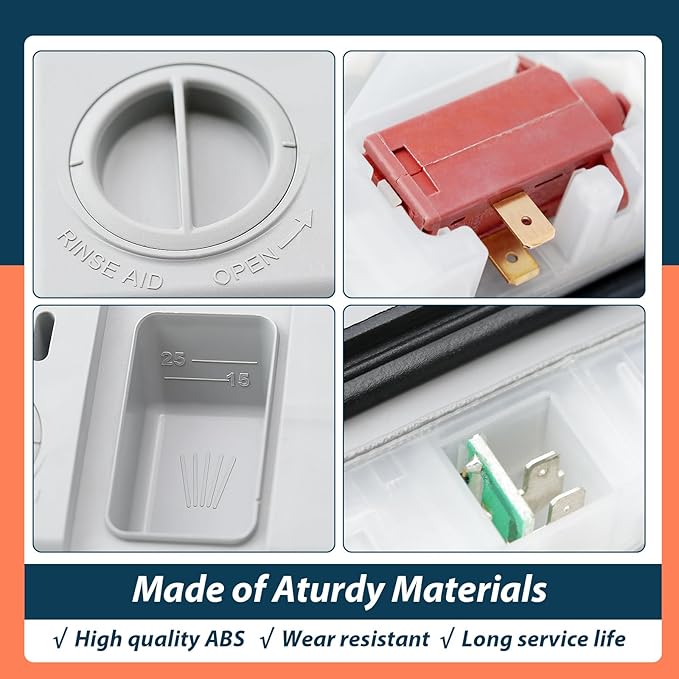 DD59-01002A Dishwasher Detergent Rinse Aid Dispenser Assembly with Cover Compatible with Samsung Parts Replace AP5917191 113136 4000942 PS9606363 PD00038960 EAP9606363