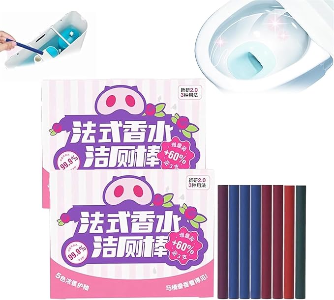 Multi-Functional Concentrated Toilet Cleaning Sticks, Toilet Tank Cleaner Cleaning Perfume Stick, Toilet Bowl Cleaners Drop in Tank, Bowl Freshener for Bathroom, Long-Lasting Freshness (1, 2 Box)
