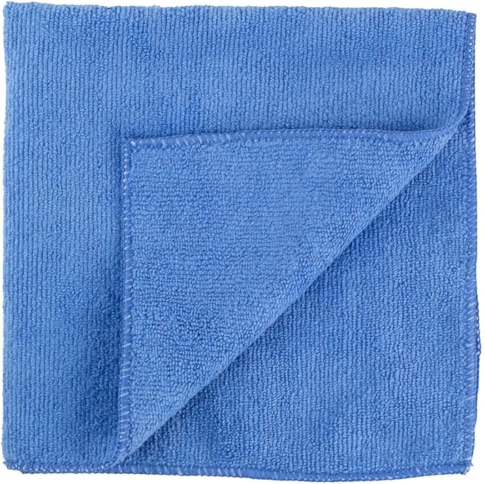 Restaurantware Clean Tek Professional 16 x 16 Inch Cleaning Cloths 100 Lint Free Microfiber Towels - Highly Absorbent Non Abrasive Blue Microfiber Cleaning Rags Reusable For All Purpose Use