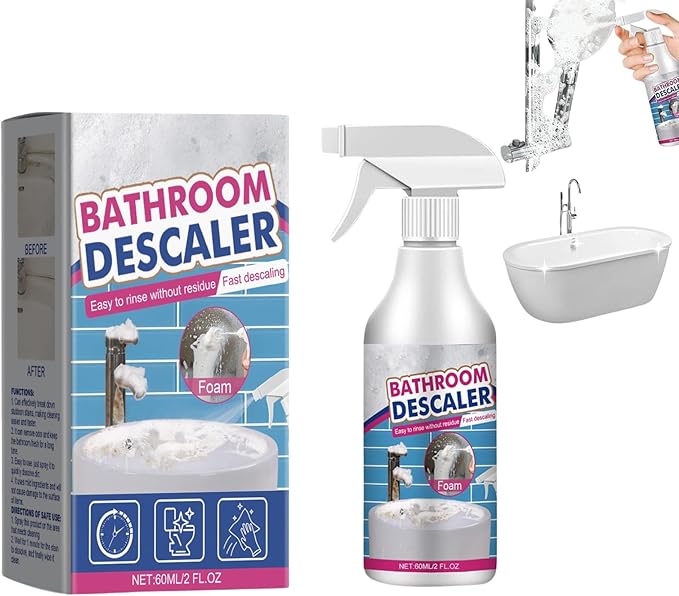 Bathroom Descaler Foam Cleaner, 2025 Upgrade All-Purpose Bathroom Descaler Foam Spray, bathroom descaler, Stubborn Stains Cleaner for Bathtub, Toilet, Glass, Faucet (1)