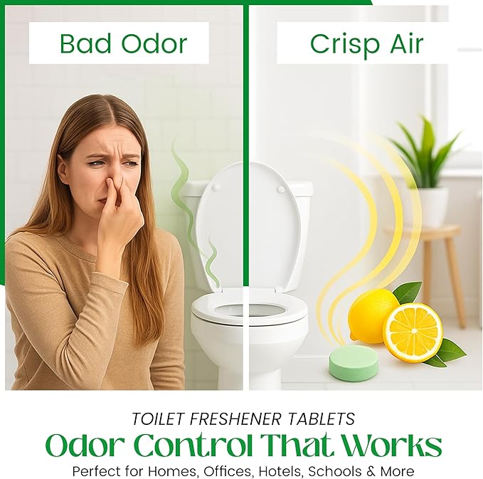 Toilet Deodorizer Tablets – Drop One In and Go – 60 Count Citrus Scent – Odor Elimination for Bathroom – Replaces Toilet Spray – Long Lasting – Fresh Bowl Freshener