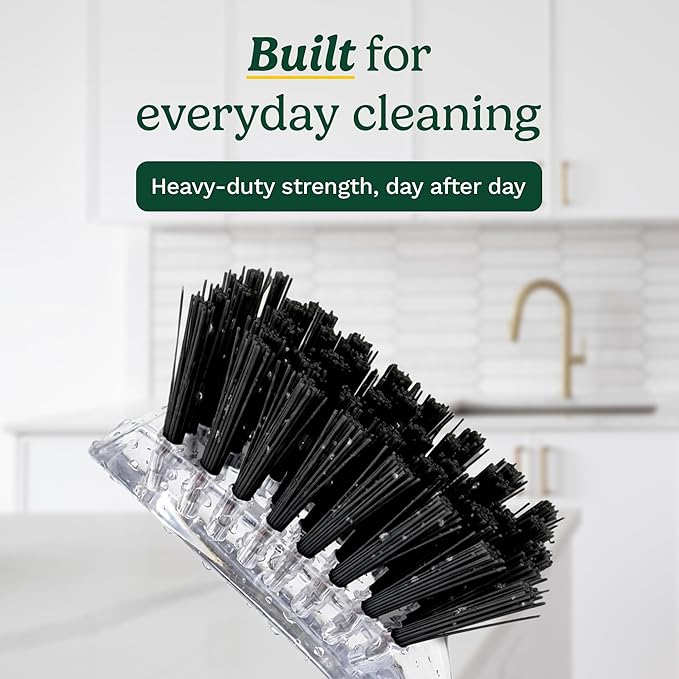 Cuisinart Dish Brush with Handle 2 Pack – Kitchen Scrub Brush for Dishes, Pots & Pans, Non-Scratch Dish Scrubber, Firm Bristles for Sink & Cookware, Comfortable Grip for Everyday Cleaning
