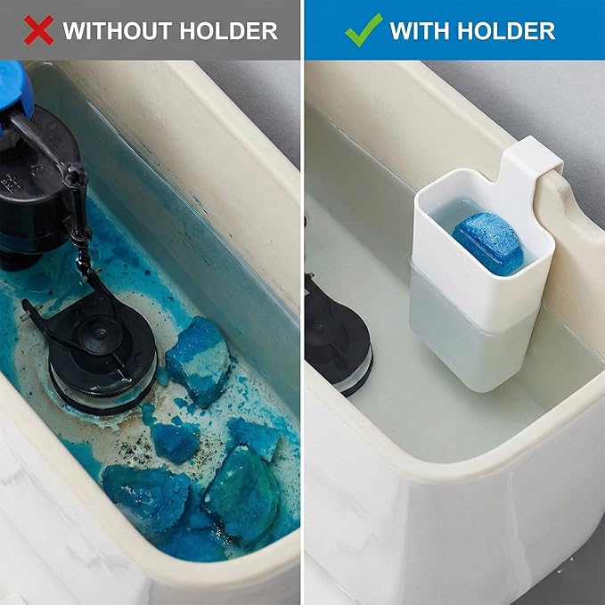 Toilet Tank Cleaning Tablet Holder (2 Pack), Hanging Rack Prevents Residue & Clogging, Slow-Release Design Extends Cleaner Tablet Life, Fits Most Standard Tanks