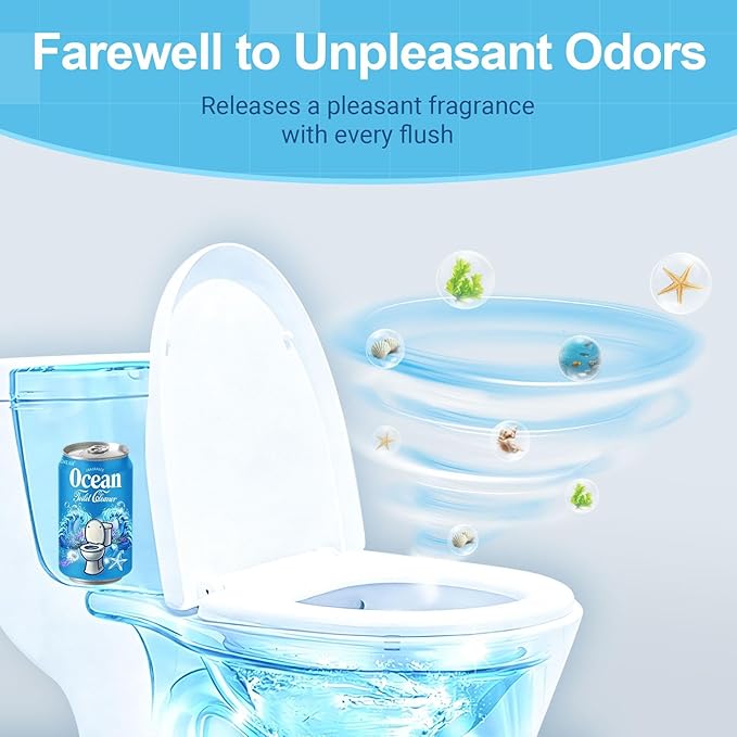 Beverage can Toilet Bowl Cleaner，,Septic ToiletBowl Tablets in Bottles，Powerfully Cleans andPrevent Stain Build Up(Ocean&Peach&Jasmine)
