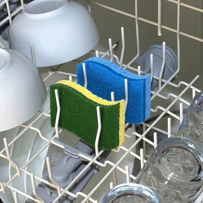 Pine-Sol Non Scratch Scrub Sponges - Double Sided Dish Scrubber Safe for Nonstick Cookware - Kitchen Essentials for Dishwashing and Cleaning, 4 Pack, Blue