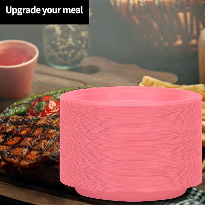 Pink Solid Color Premium Heavy Weight Plastic (9") 50 Count - Perfect for Weddings, Parties & Events, Sturdy & Stylish Tableware Solution