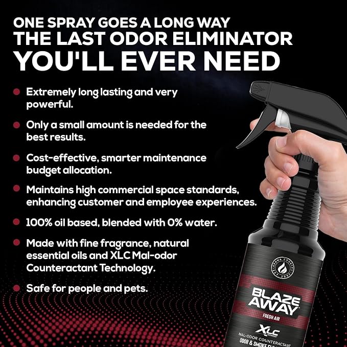 Blaze Away Commercial Air Freshener & Odor Eliminator for Strong Odor - Industrial-Grade Room Spray & Room Deodorizer for Home, Car, Smoke & Pet Odors - Long-Lasting Odor Absorber, Room Fresheners