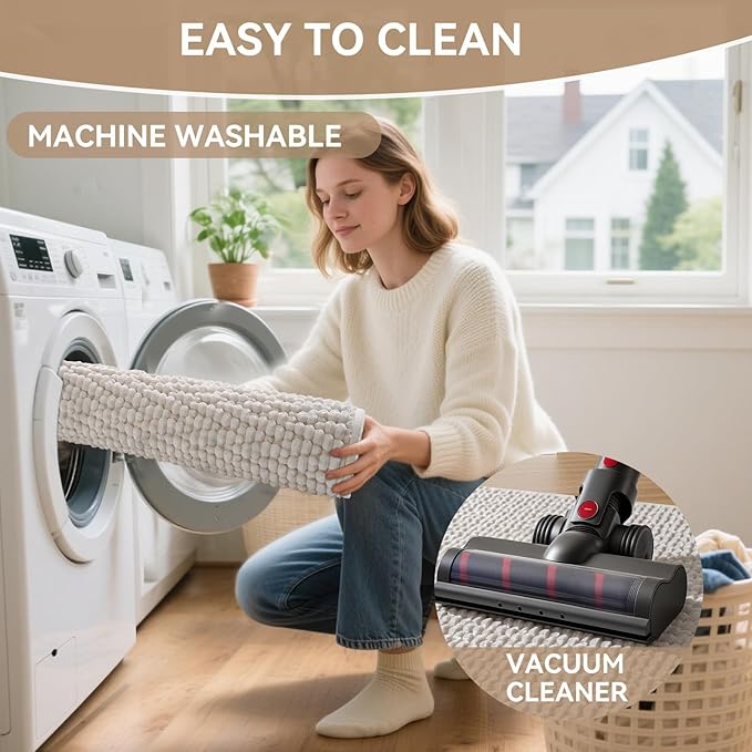 Bathroom Rugs Mat 20x32, Extra Soft Absorbent Chenille Bath Rug, Non Slip PVC Backing Washable Quick Dry Bath Mats for Bathroom Fit Under Door, Tub, Shower, Sink, Home Decor Accessories Beige