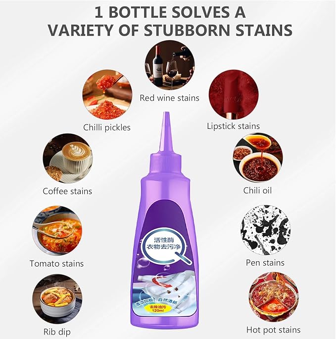 Active Enzyme Laundry Stain Remover for Clothes,Fast Laundry Stain Remover,Active Enzyme Clothing Stain Remover,White Shirt Guardian,Garment Stubborn Stain Cleaner Oil Remover (120ml,3PCS)