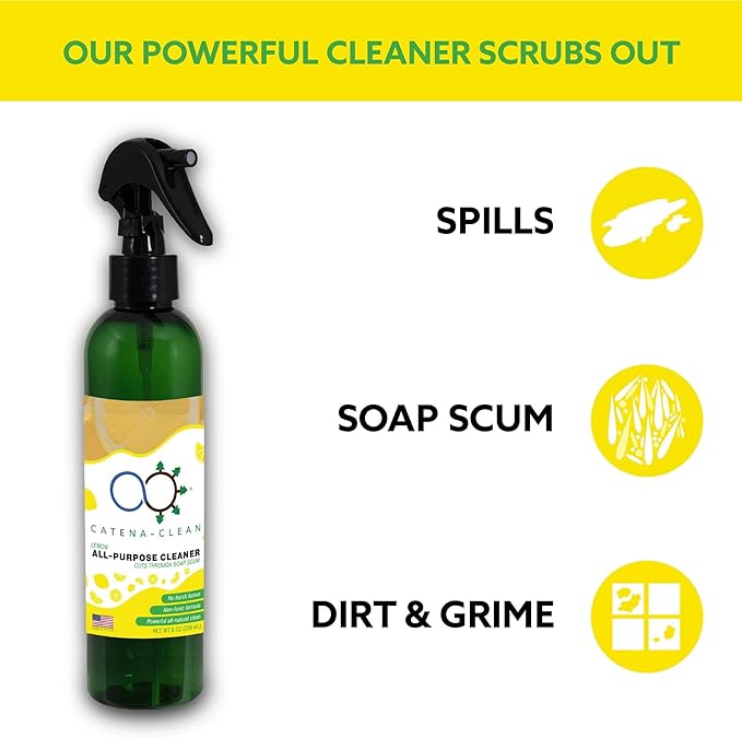 All Natural Lemon Scented Bathroom Cleaner (6 Pack, 8 fl. oz each, 48 fl. oz total)– Multipurpose, Powerful Spray for Shower, Tile, Toilet, Sink & Tub – Descaler, Limescale, Grime, & Soap Scum Remover