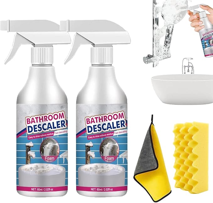 Bathroom Descaler Stubborn Stains Cleaner, Bathroom Descaler Cleaner, Bathroom Descaler Foam Cleaner, Jue Fish Bathroom Descaler, All Purpose Rinse Cleaning Foam for Bathroom (2Pcs)