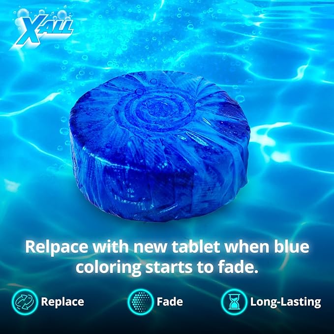 X-ALL Blue Toilet Tank Cleaner Tablets – Heavy-Duty Toilet Bowl Cleaner Tablets for Cleaning, Deodorizing - Long-Lasting Fresh Scent and Septic-Safe Stain Remover