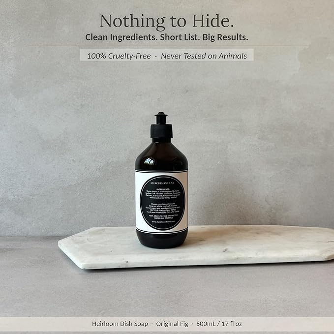 Murchison-Hume Heirloom Dish Soap | Plant-Based Dishwashing Liquid | Cuts Grease | Gentle on Hands | Hypoallergenic | Biodegradable | Safe for Fine China | Original Fig | 17 fl oz