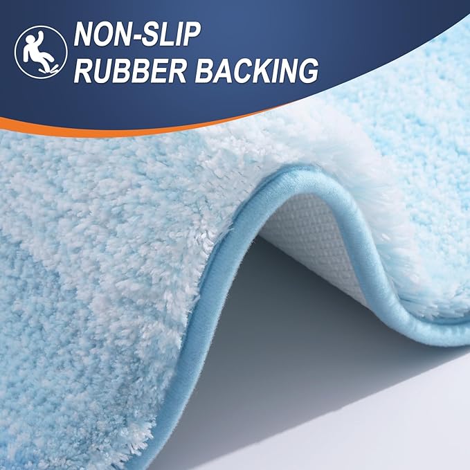OLANLY Large Bathroom Rugs Mat 54x24, Extra Soft Absorbent Microfiber Bath Rugs, Rubber Backing, Quick Dry, Machine Washable Bath Mats for Bathroom, Tub and Shower, Home Decor Accessories, Sky Blue
